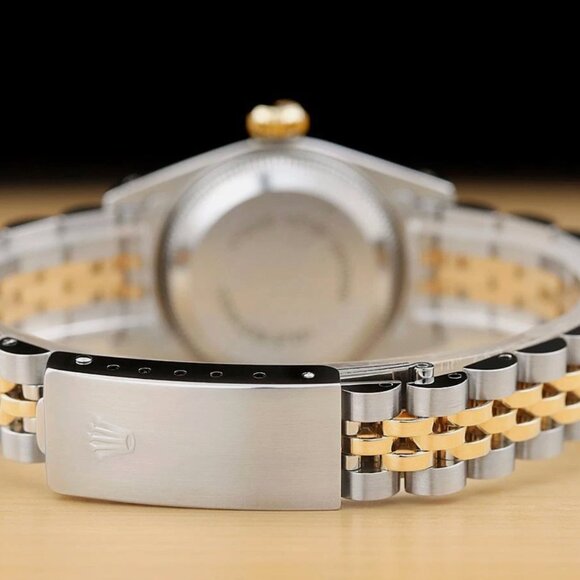 ROLEX LADIES DATEJUST CHAMPAGNE ARABIC DIAL 18K GOLD STEEL TWO TONE WATCH